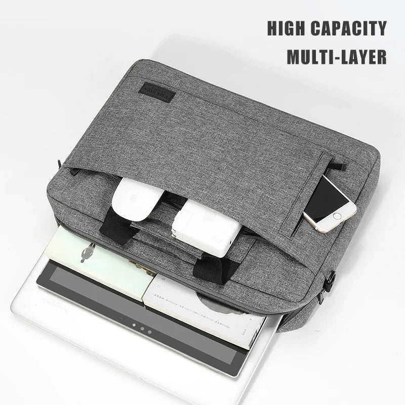 Canvas Laptop Sleeve Briefcase – Zippered Shoulder Handbag for 13.3, 14, 15, 15.6 & 17 Inch Laptops