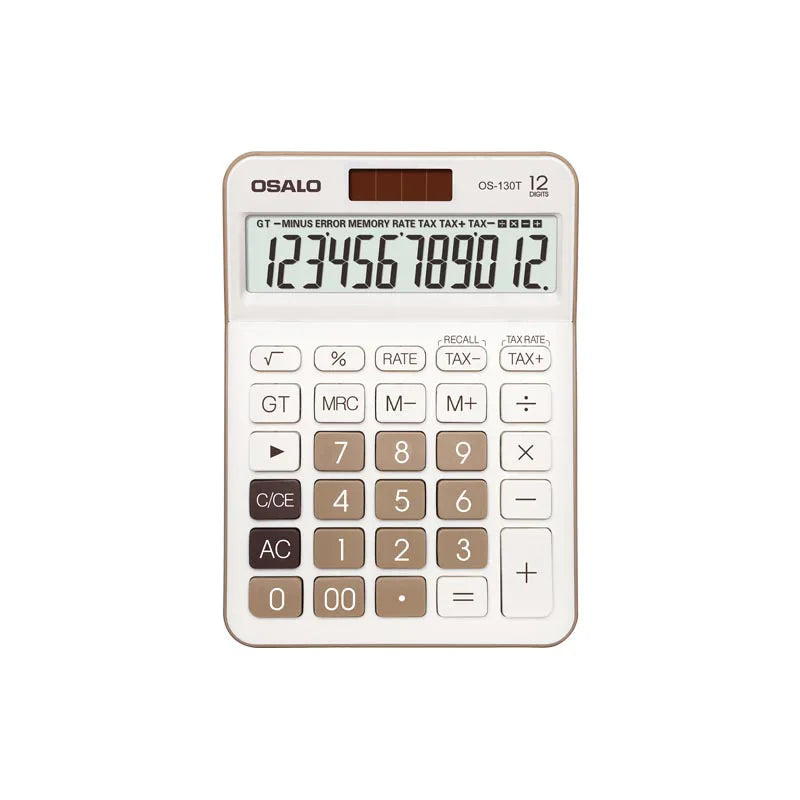 Morandi Color 12-Digit Desktop Calculator – Solar & Battery Dual Power for Office and Accounting