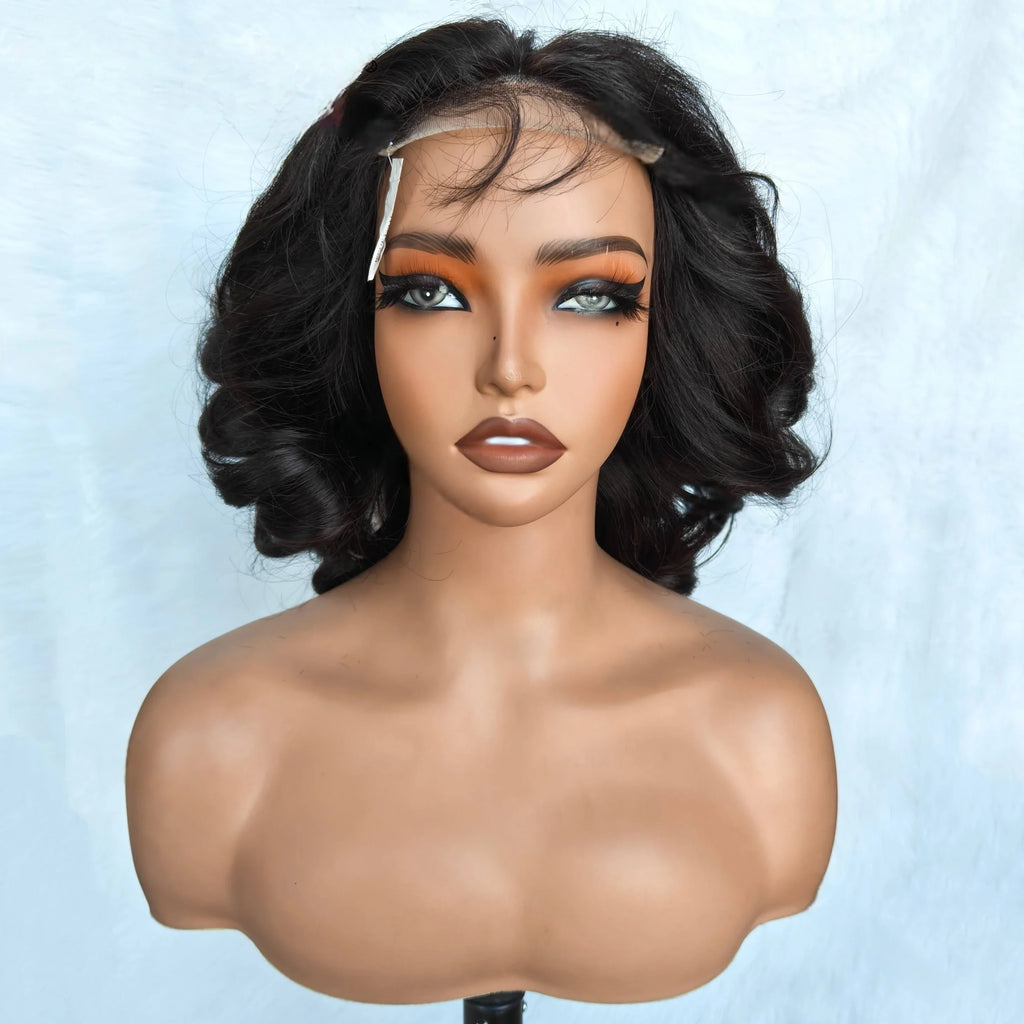 12A Honey Blonde 5*5 Lace Front 200% Remy Hair Short Highlight Rose Curly Pixie Cut Bob Highlight Human Hair Wig for Black Women