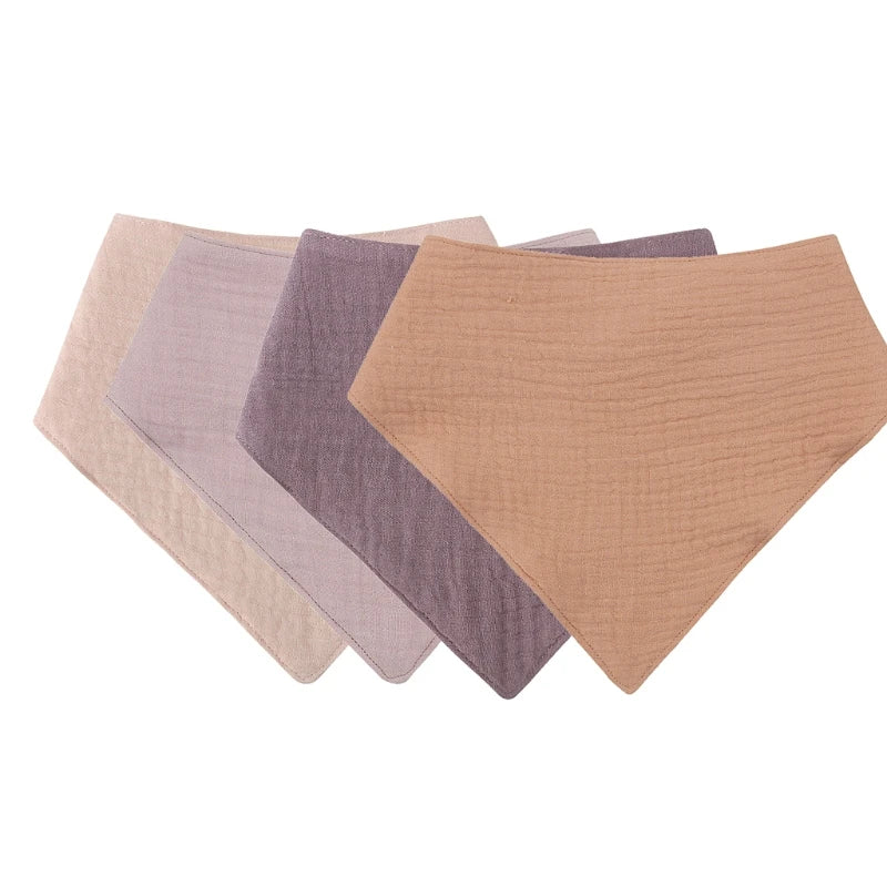 Baby Cotton Bandana Bibs - Triangle Burp Cloths for Feeding & Drool, 16.5 x 7.5 in (42 x 29 cm) - 3/4/5-Pack Unisex
