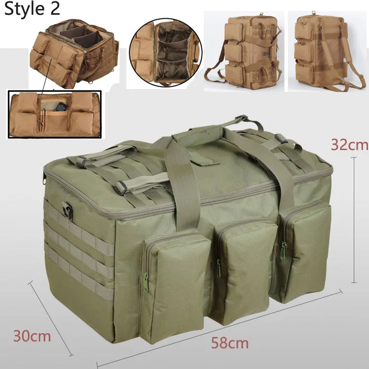 55L Tactical Duffel Backpack – Convertible Weekend Travel, Gym & Camping Bag with MOLLE Webbing