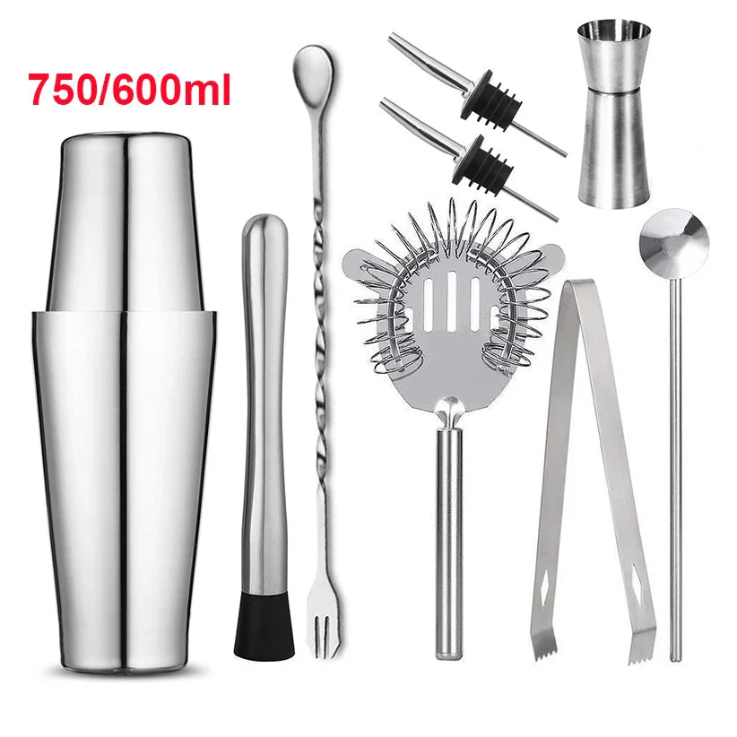 Stainless Steel Boston Cocktail Shaker — 18.6oz (550ml) & 25.4oz (750ml) Martini Mixer for Home Bar & Bartenders