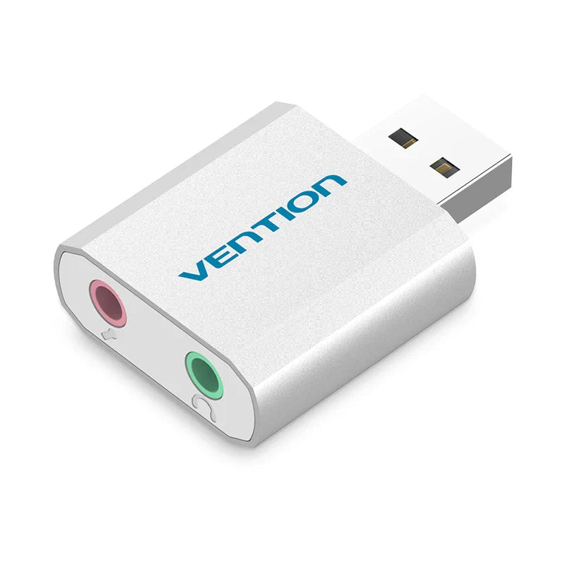 External USB Sound Card 3.5mm Audio Adapter for Laptop, PS4 and Headset Microphone