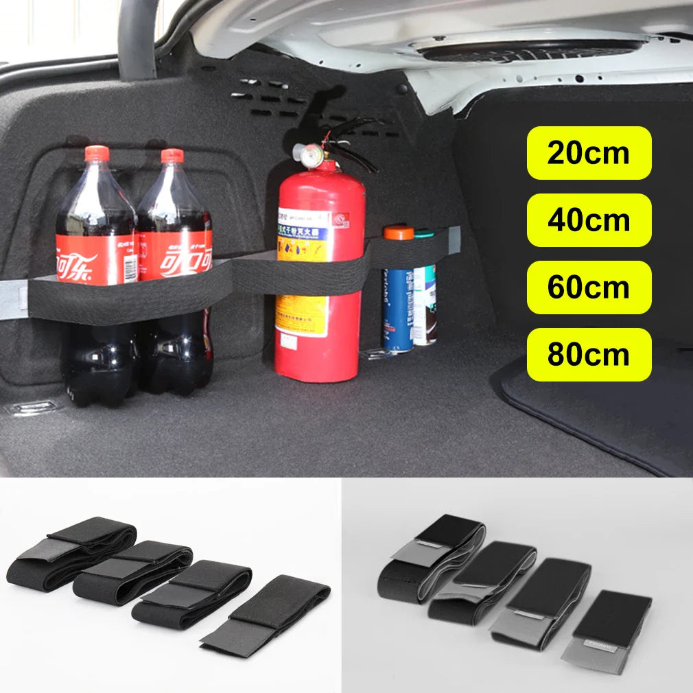 Car Trunk Organizer Elastic Fixing Strap – Universal Suede Storage Belt with Hook-and-Loop, 20/40/60/80 cm (7.9/15.8/23.6/31.5 in)