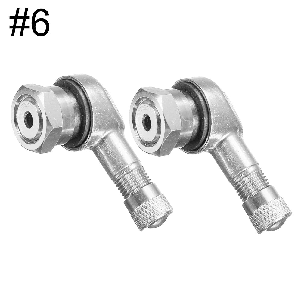 2-Pack 90° Aluminum Motorcycle Tubeless Valve Stem Caps — 11.3mm (0.45in) Fit