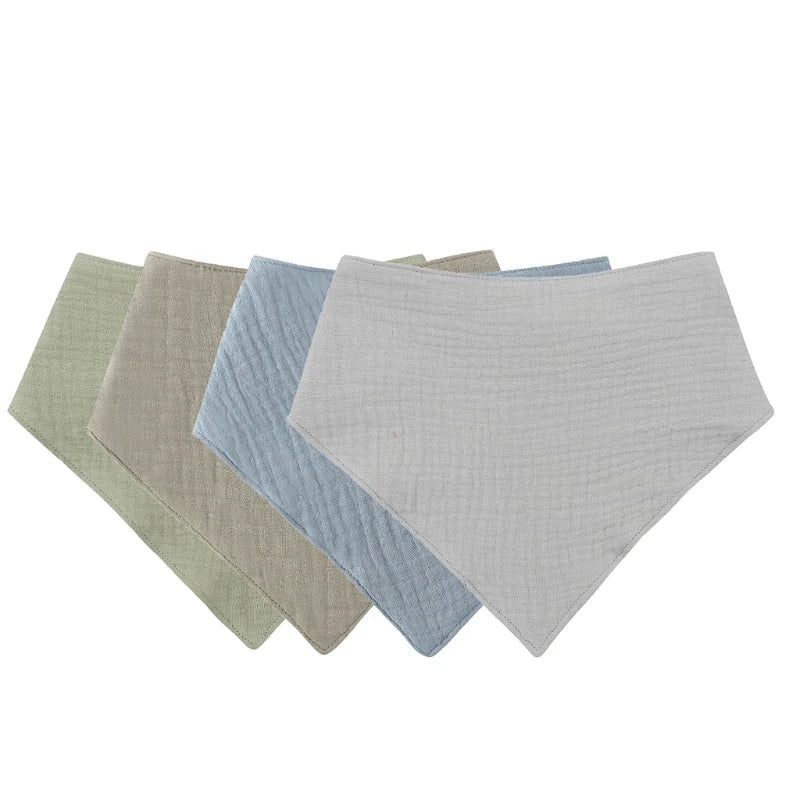 Baby Cotton Bandana Bibs - Triangle Burp Cloths for Feeding & Drool, 16.5 x 7.5 in (42 x 29 cm) - 3/4/5-Pack Unisex
