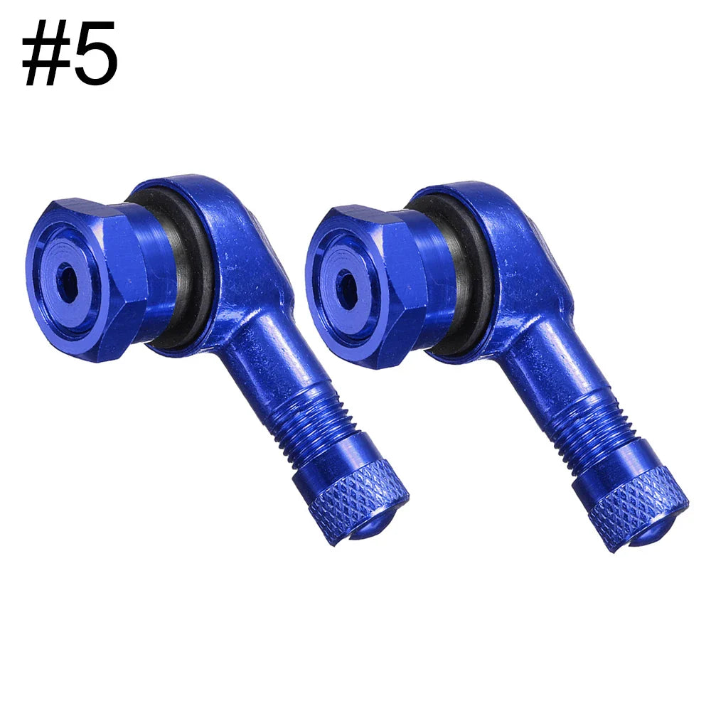 2-Pack 90° Aluminum Motorcycle Tubeless Valve Stem Caps — 11.3mm (0.45in) Fit