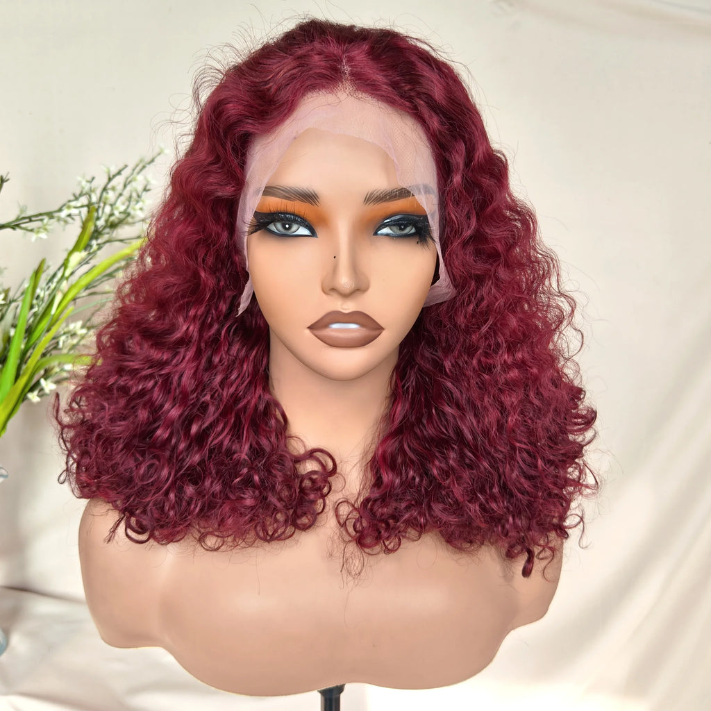 12A Honey Blonde 5*5 Lace Front 200% Remy Hair Short Highlight Rose Curly Pixie Cut Bob Highlight Human Hair Wig for Black Women