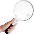 Extra Large LED Handheld Magnifier 5.5 in (138 mm) 2X/4X/10X Illuminated Reading & Jewelry Loupe