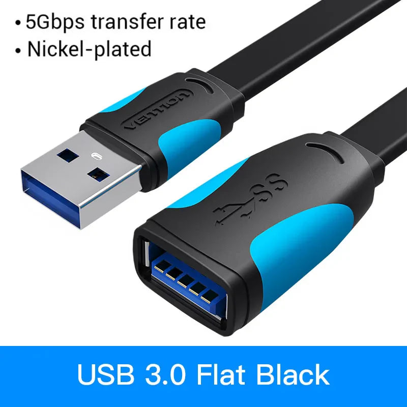 USB A Male to A Female Extension Cable - High-Speed USB 3.0/2.0, 0.5-3m (1.6-9.8 ft), Flat & Round