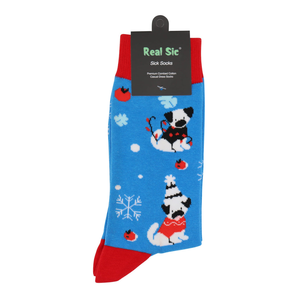 Puppy Dog Christmas Holiday Socks - Comfy Cotton for Men & Women