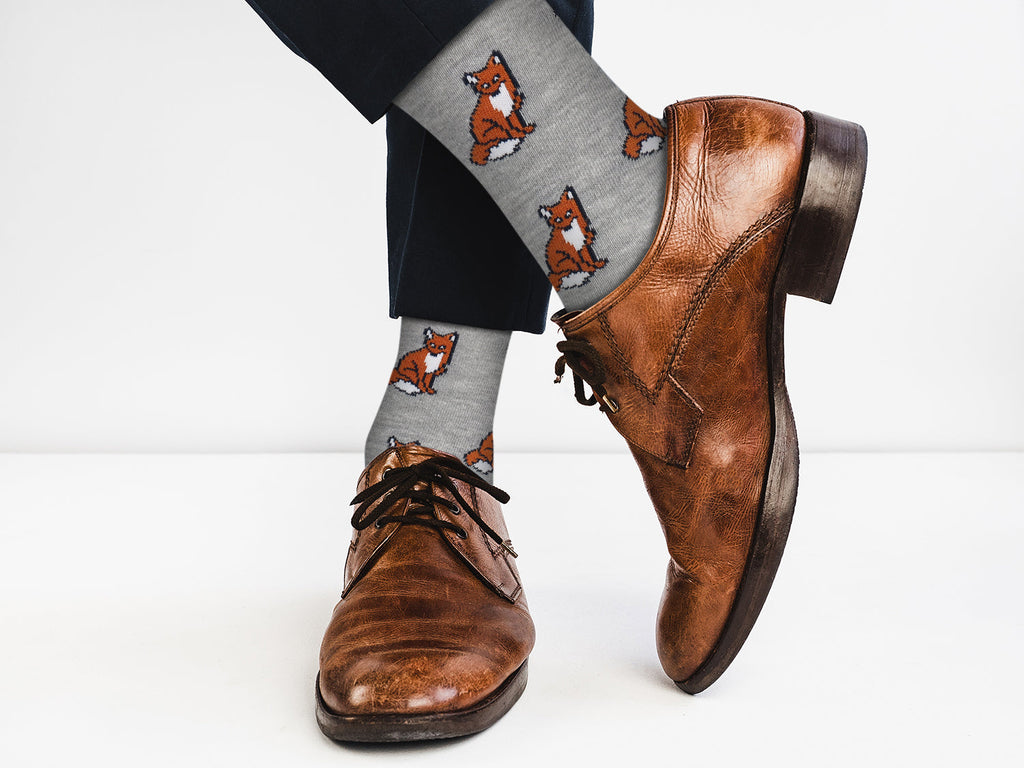 Sitting Fox Animal Socks - Comfy Cotton for Men & Women