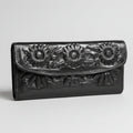 Leather Western Clutch - Black Flower