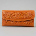 Leather Western Clutch - Tan Flower