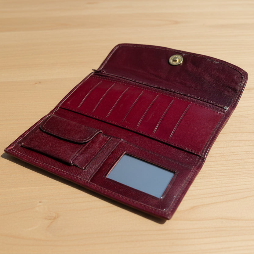 Leather Western Clutch - Maroon Flower