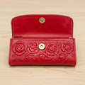 Leather Western Clutch - Red Flower
