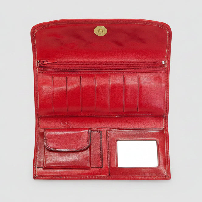 Leather Western Clutch - Red Flower