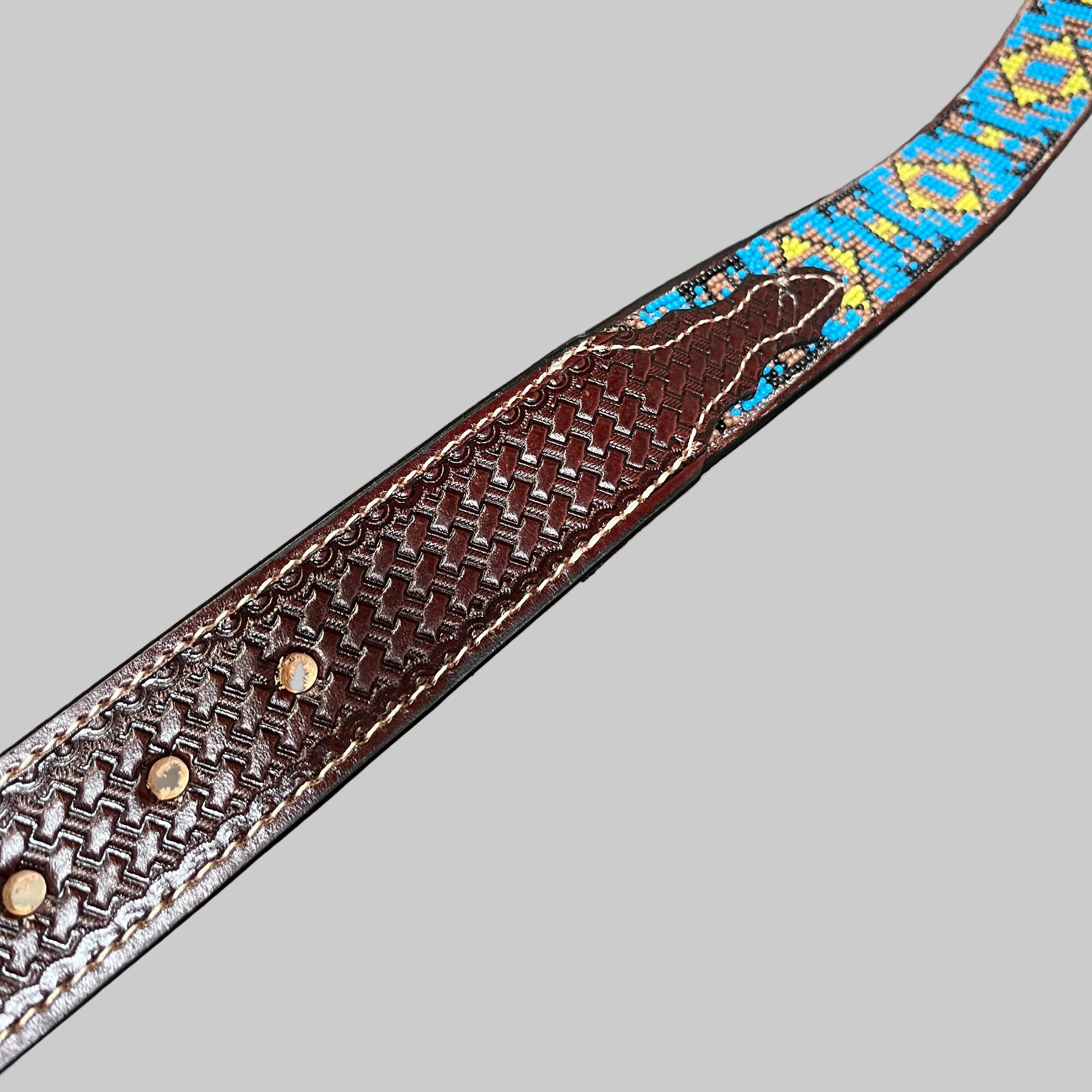 Turquoise Diamond Leather Cowboy Belt