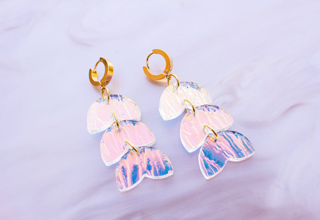 Shimmering Iridescent Petal Earrings