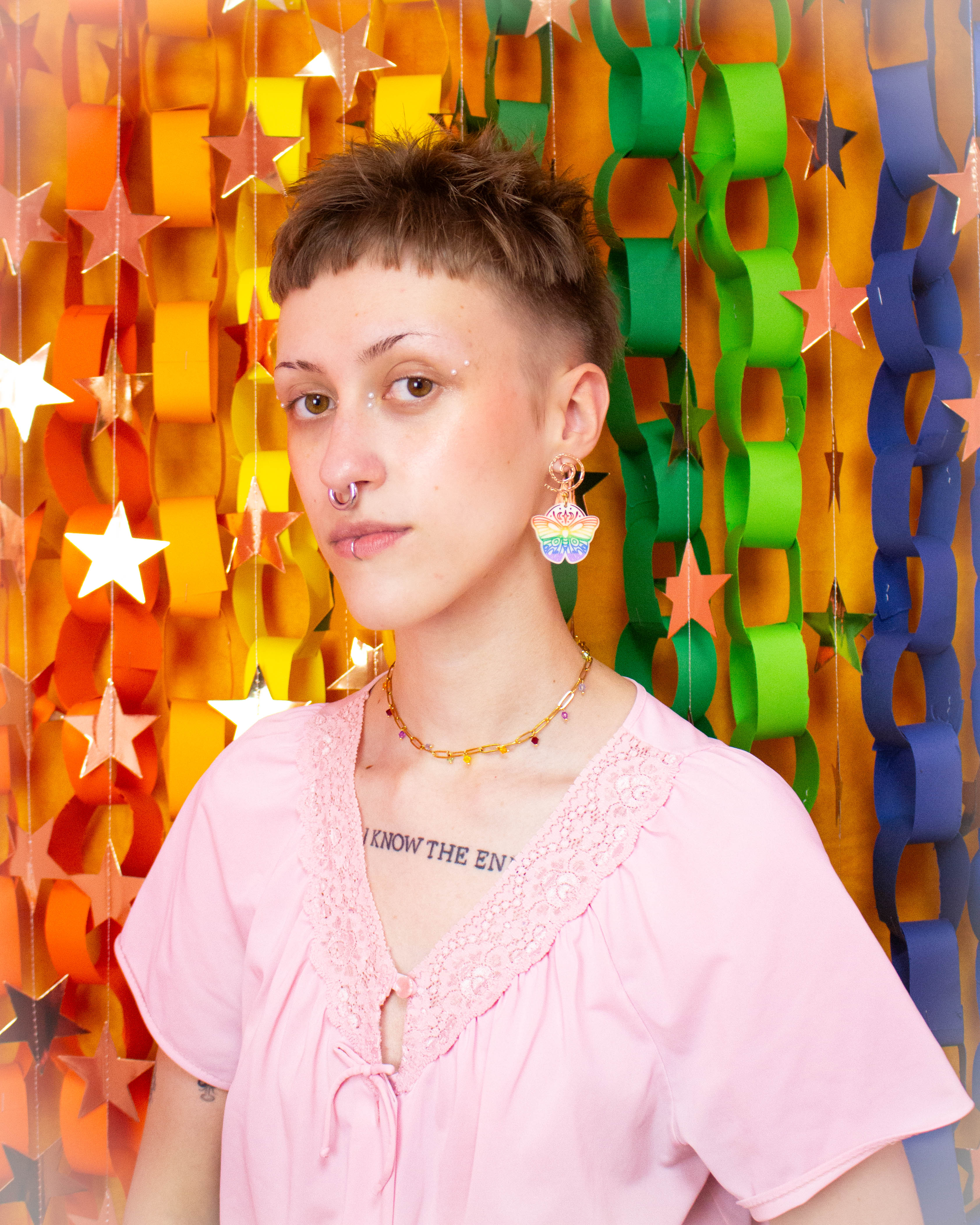 Moth Rainbow Pride Statement Dangle Earrings