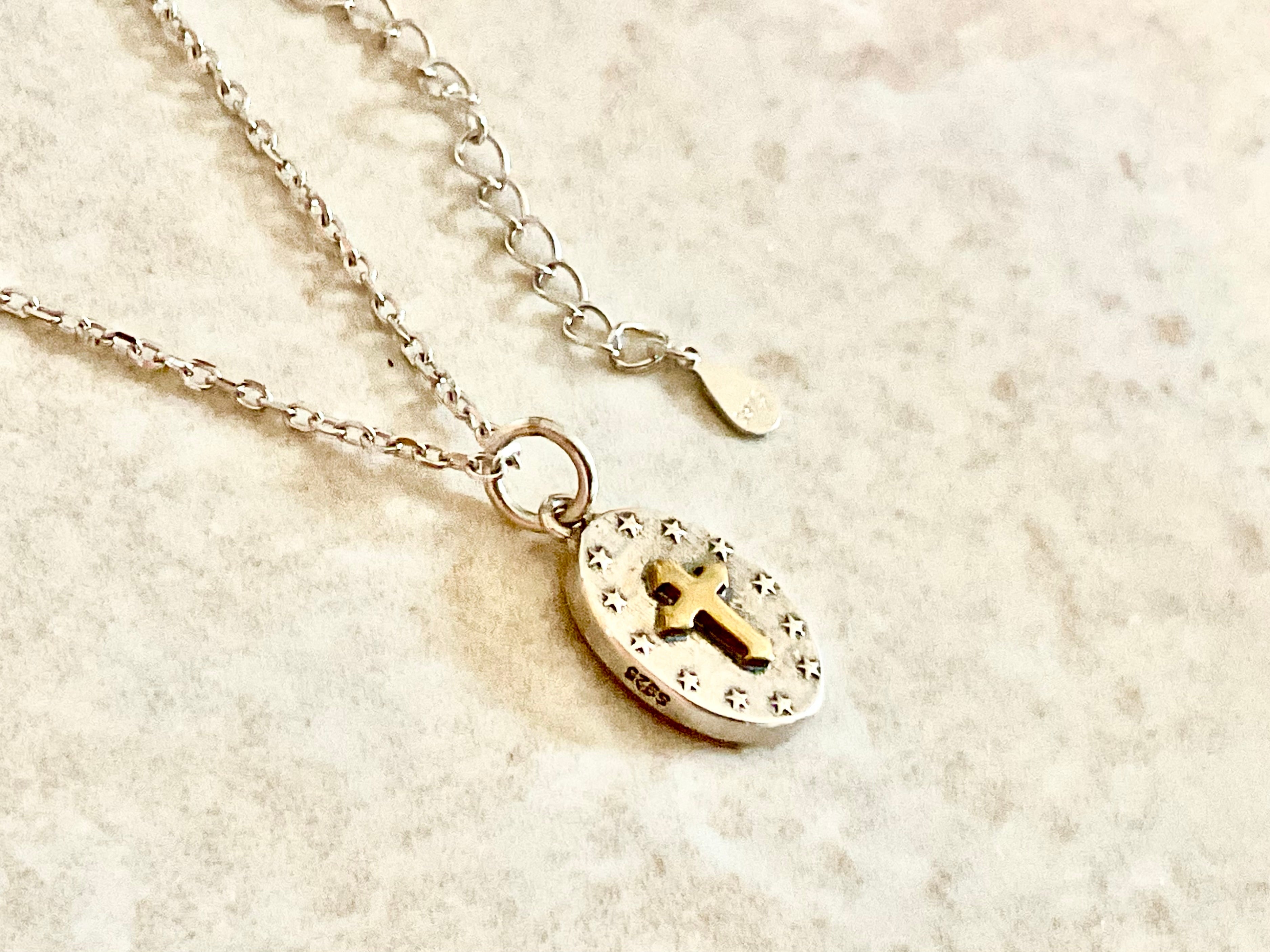 Solid Sterling Silver Virgin Mary Madonna Necklace Ave Maria S925 Pendant for Women Cast Jewelry link Chain Jewellery for Girls