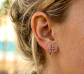 Dainty Gold Silver Cross Cuff with Colorful Stones for Weddings or Bridesmaids
