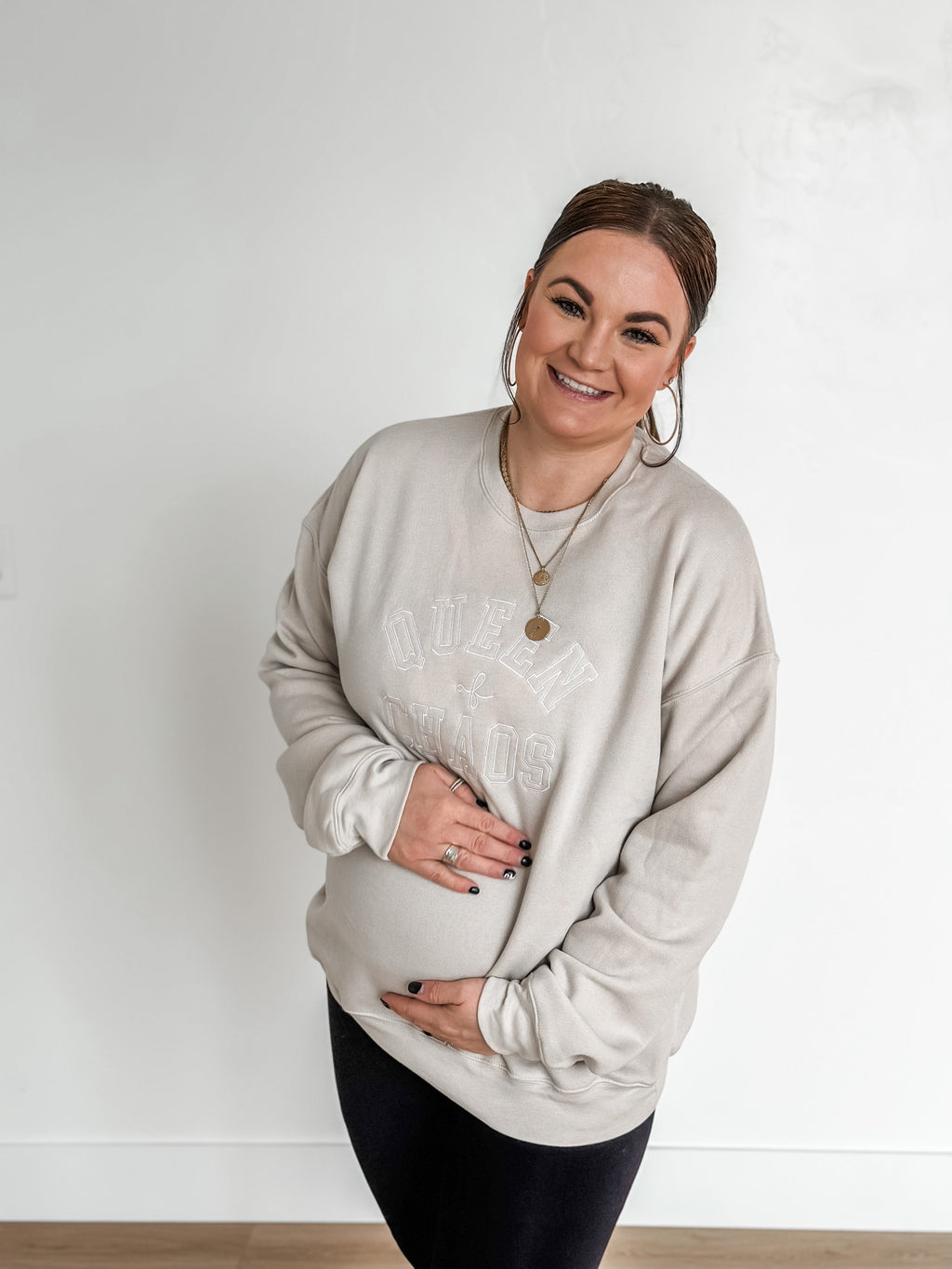 Embroidered Super Soft Fleece Crewneck - QUEEN OF CHAOS