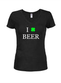 I Shamrock Beer Juniors V Neck T-Shirt