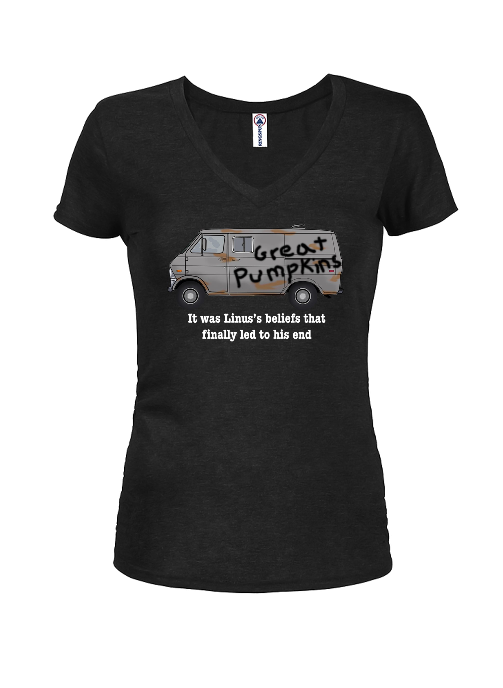 It was Linus’s beliefs that finally led to his end Juniors V Neck T-Shirt
