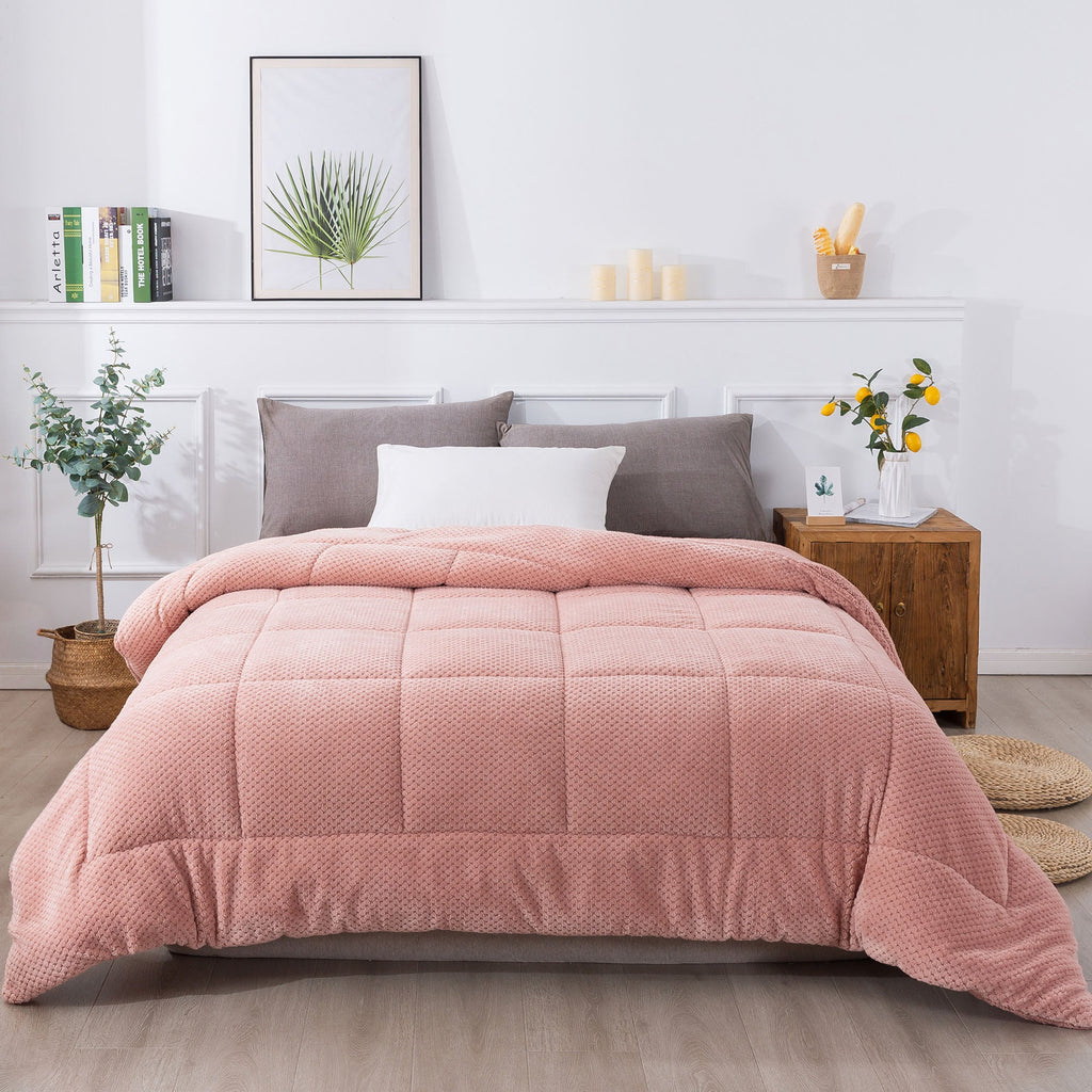 Kasentex Ultra Soft All Season Reversible Plush Sherpa Lined Comforter, Twin, Queen, King
