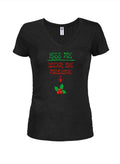 Kiss Me Under the Mistletoe Juniors V Neck T-Shirt