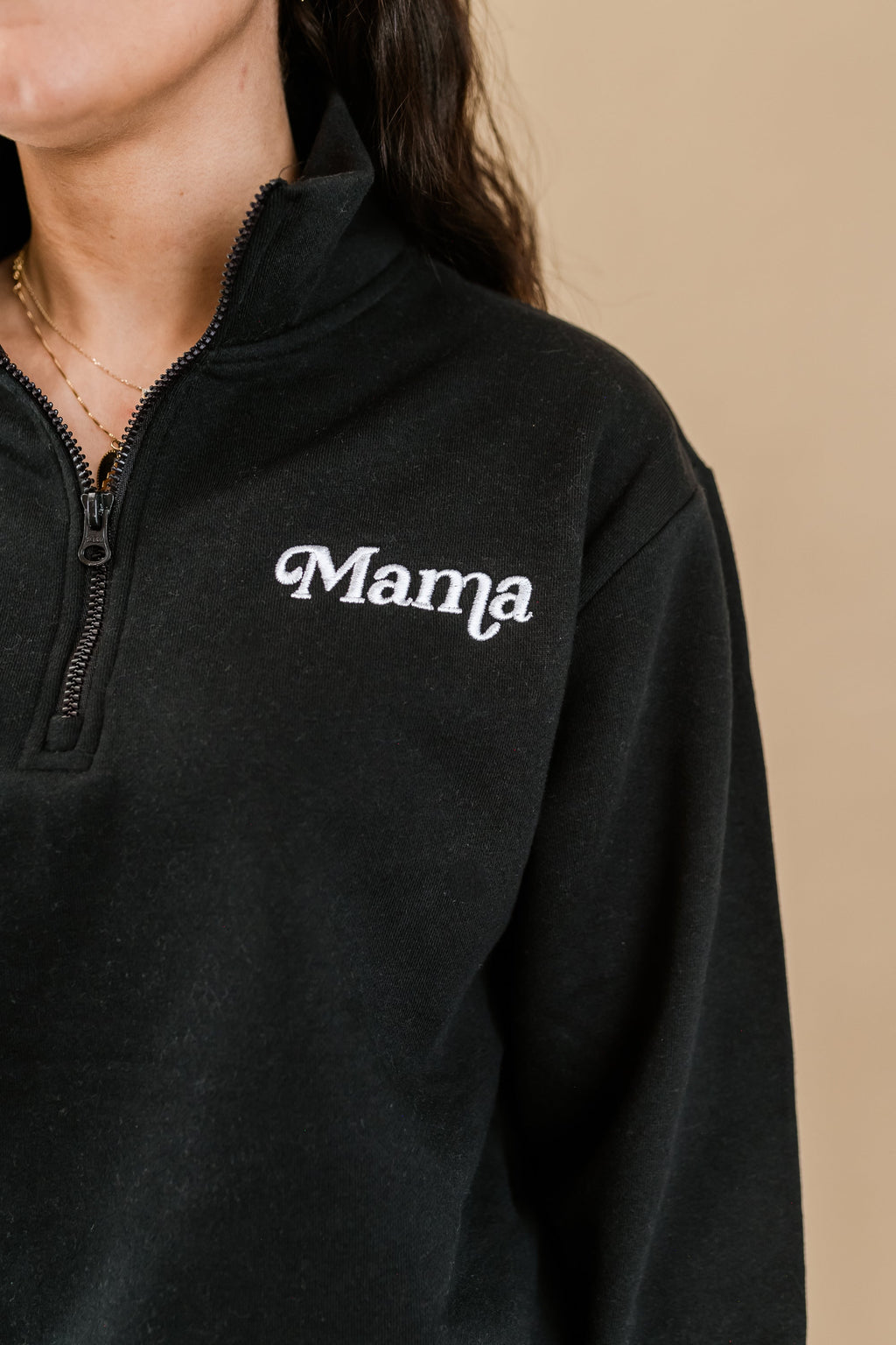 Mother's Day Quarter Zip Sweatshirt - Multiple Names + Colors Available (white thread)
