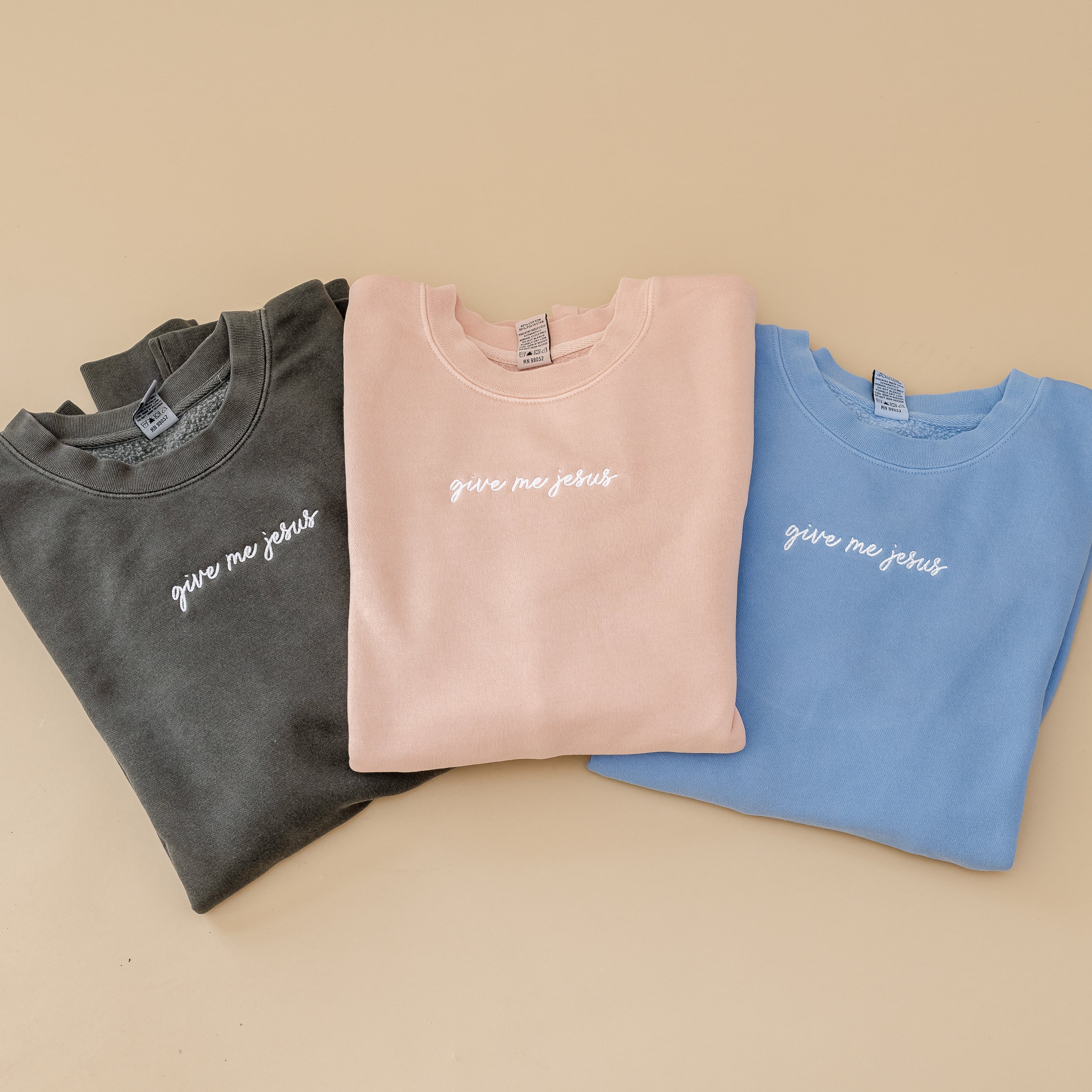 Embroidered Pigment Crewneck - Give Me Jesus