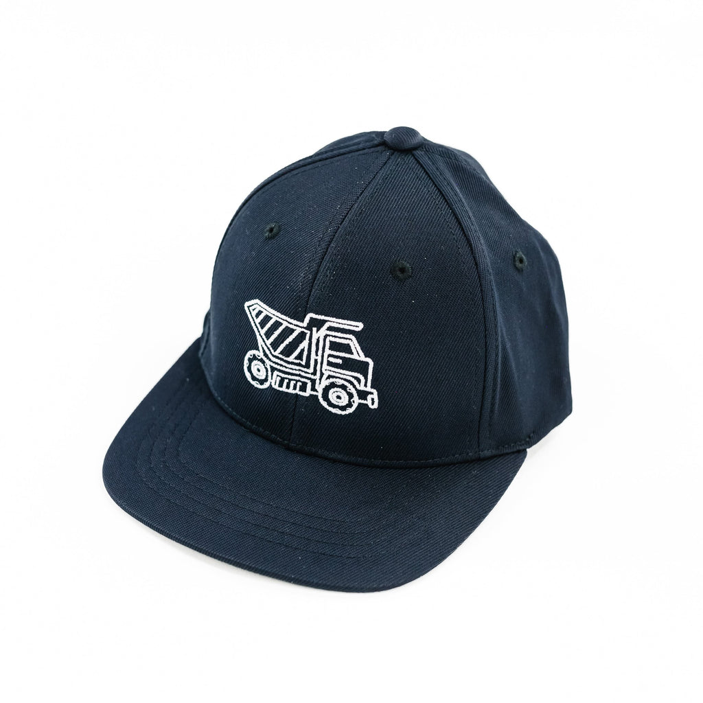 Dump Truck - Black w/ White - Child Flat Brim Hat