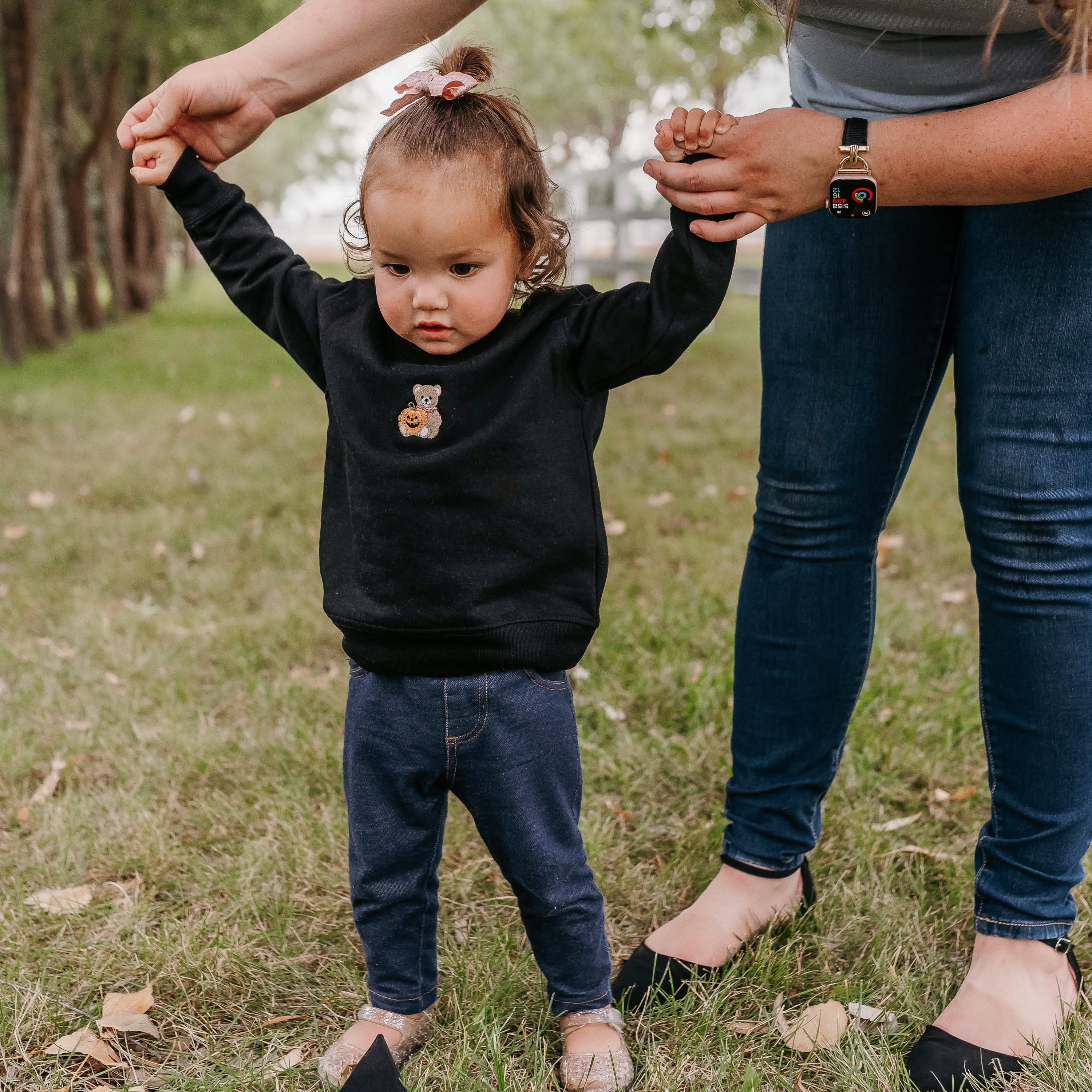Teddy Bear Jack-o-Lantern - Embroidered Child Sweater