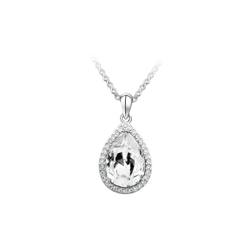 Large Crystal Teardrop Pendant Necklace