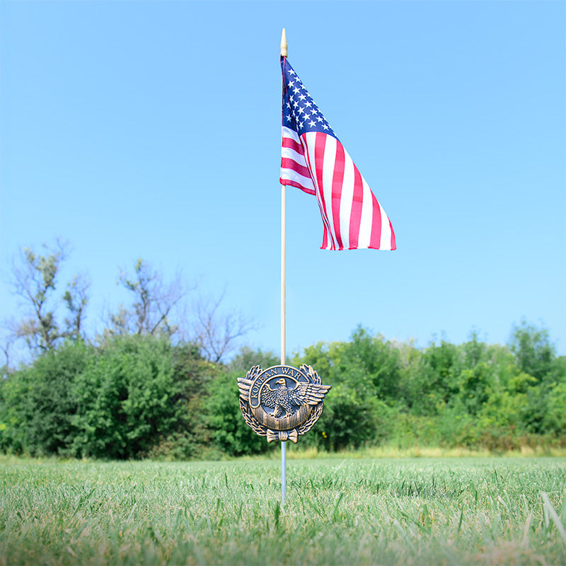 Korean War Veteran Grave Marker & Flag Holder with Aluminum Ground Spike | Made in USA