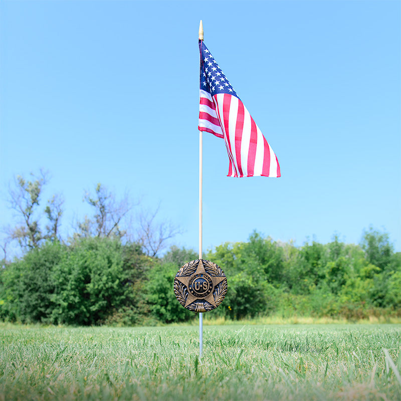 WWI Veteran Grave Marker & Flag Holder with Aluminum Ground Spike | Made in USA