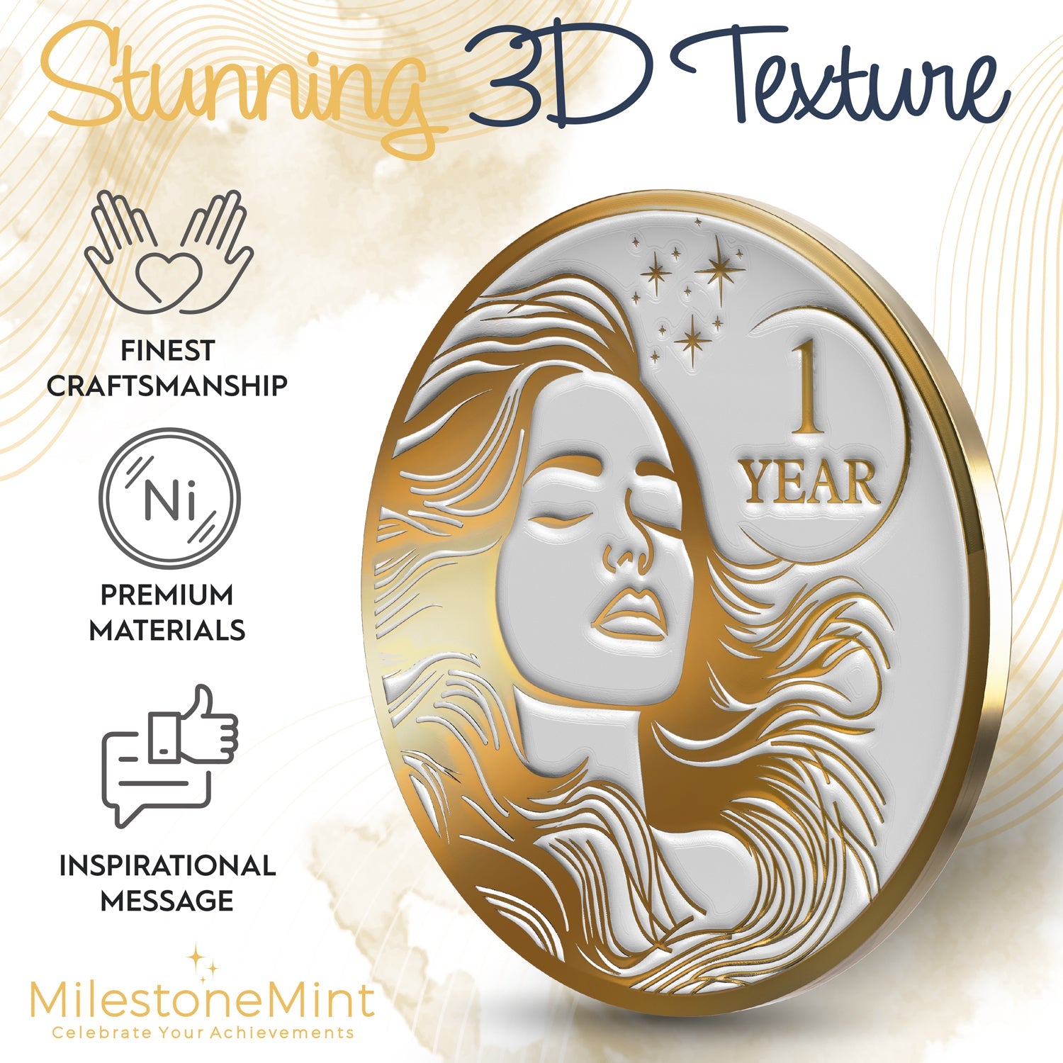 Woman's Serenity Token Sobriety Coin Gift Set - Gold