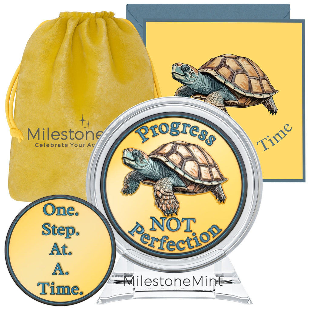 3D Turtle Design Affirmation Sobriety Coin