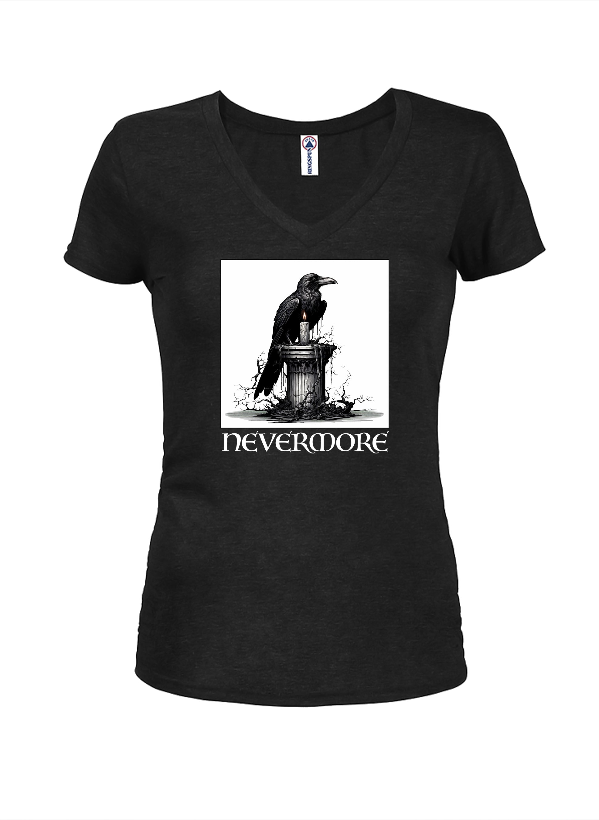 Nevermore Juniors V Neck T-Shirt