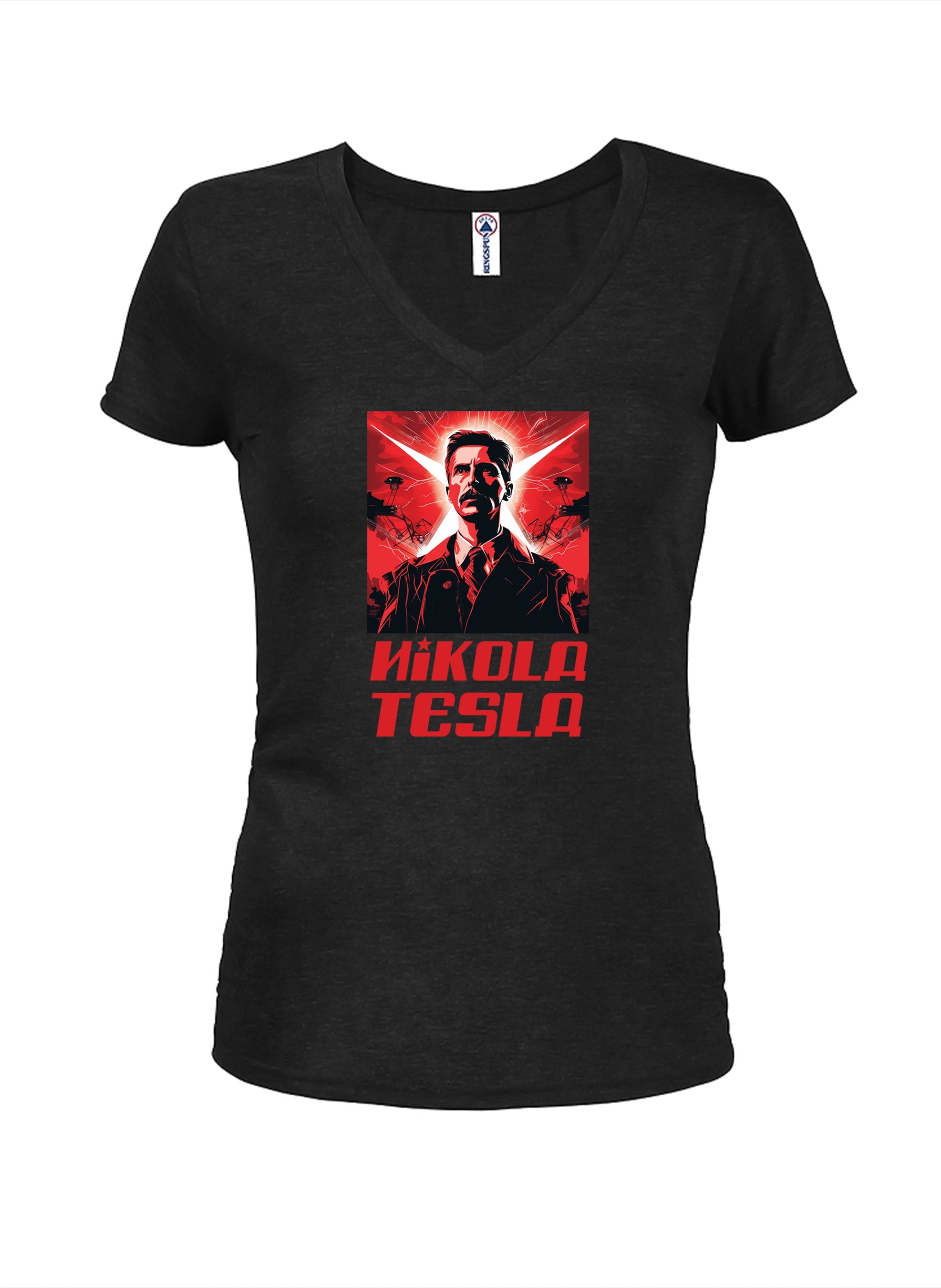 Nikola Tesla Super Star Juniors V Neck T-Shirt
