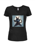 Ninja Cat Juniors V Neck T-Shirt