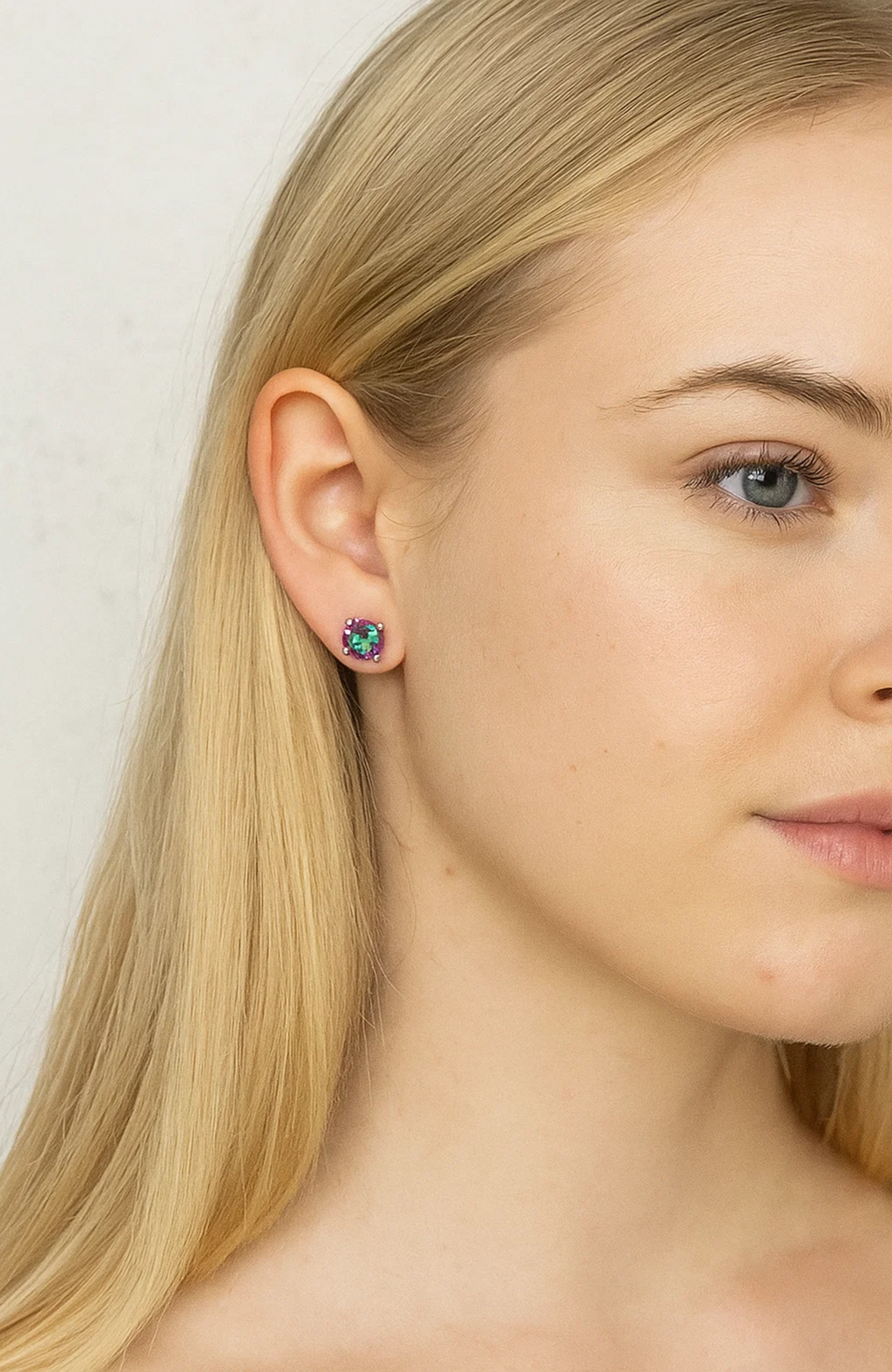 Half Carat Round Cut Topaz Stud Earrings