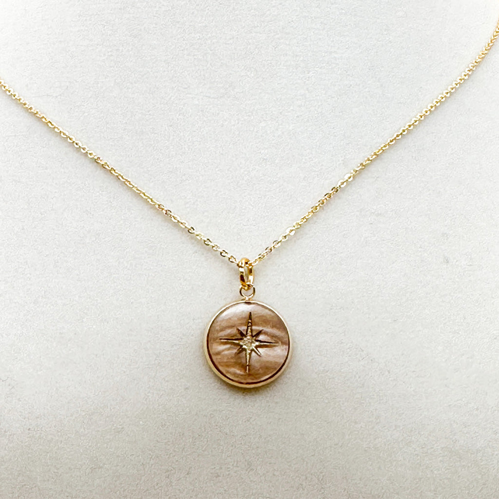 North Star Necklace Blue Collection | Pearl Acrylic & Gold-Accented