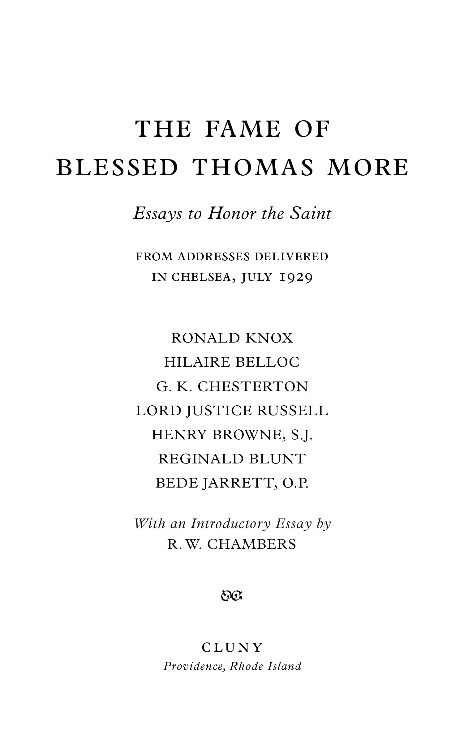 The Fame of Blessed Thomas More