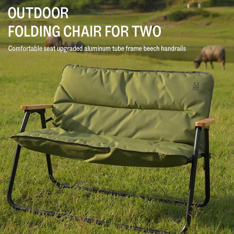 Double Aluminum Folding Outdoor Chair with Backrest – Portable Camping, Picnic & Fishing Stool