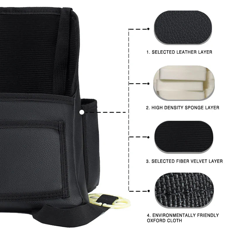 Leather Car Seat Middle Hanger Organizer – Large Capacity Between-Seats Handbag Holder with Tissue & Cup Pockets