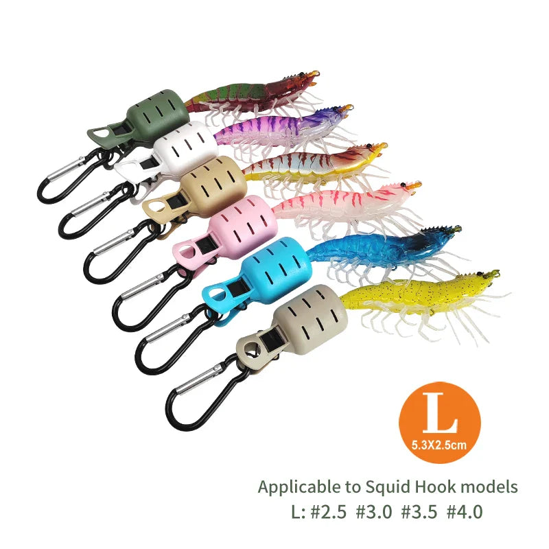 6-Pack Squid Jig Bait Protector Kit — Egi Hook Covers with Carabiner, Webfoot Octopus and Cuttlefish Lure Caps
