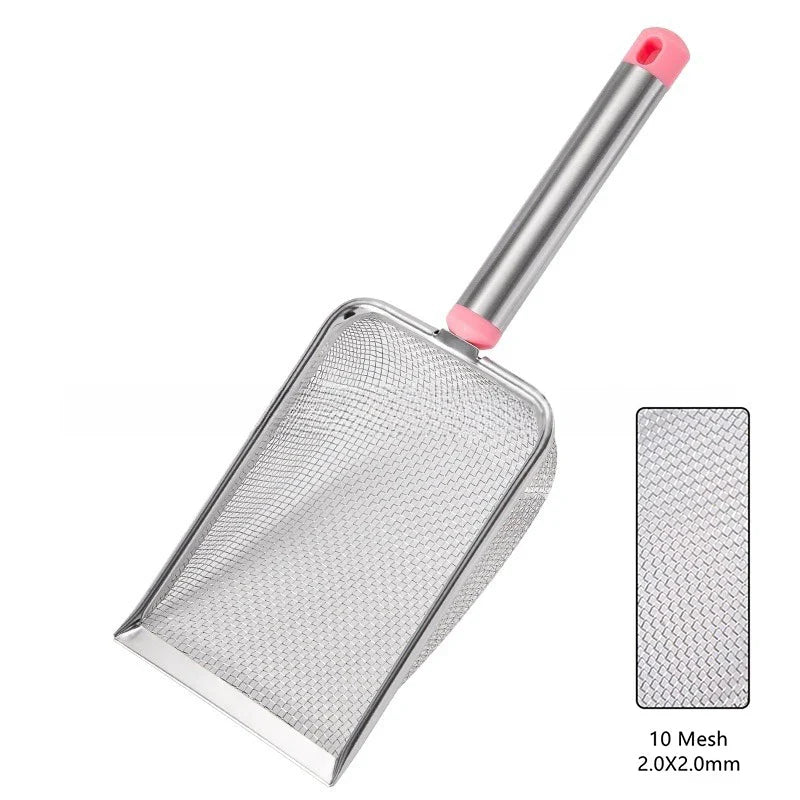 Stainless Steel Fine Mesh Cat Litter Scoop – Easy-Clean Non-Stick Shovel with Comfortable Grip